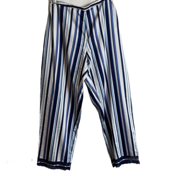 Julianna Rae Spring 2 Piece Blue Striped Pajama Set Large New Without Tags - Picture 4 of 7